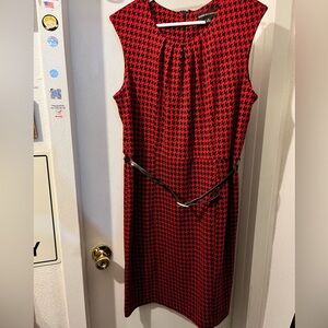 Dana Buchman- size 16- red/black check dress, WITH BELT. Used.